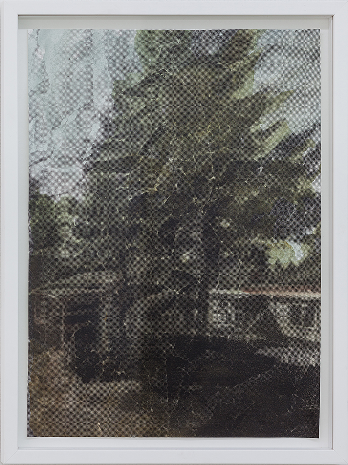 Eva Nielsen, Aphakie I, 2017, acrylique, aquarelle et sérigraphie sur papier, 40 x 30 cm