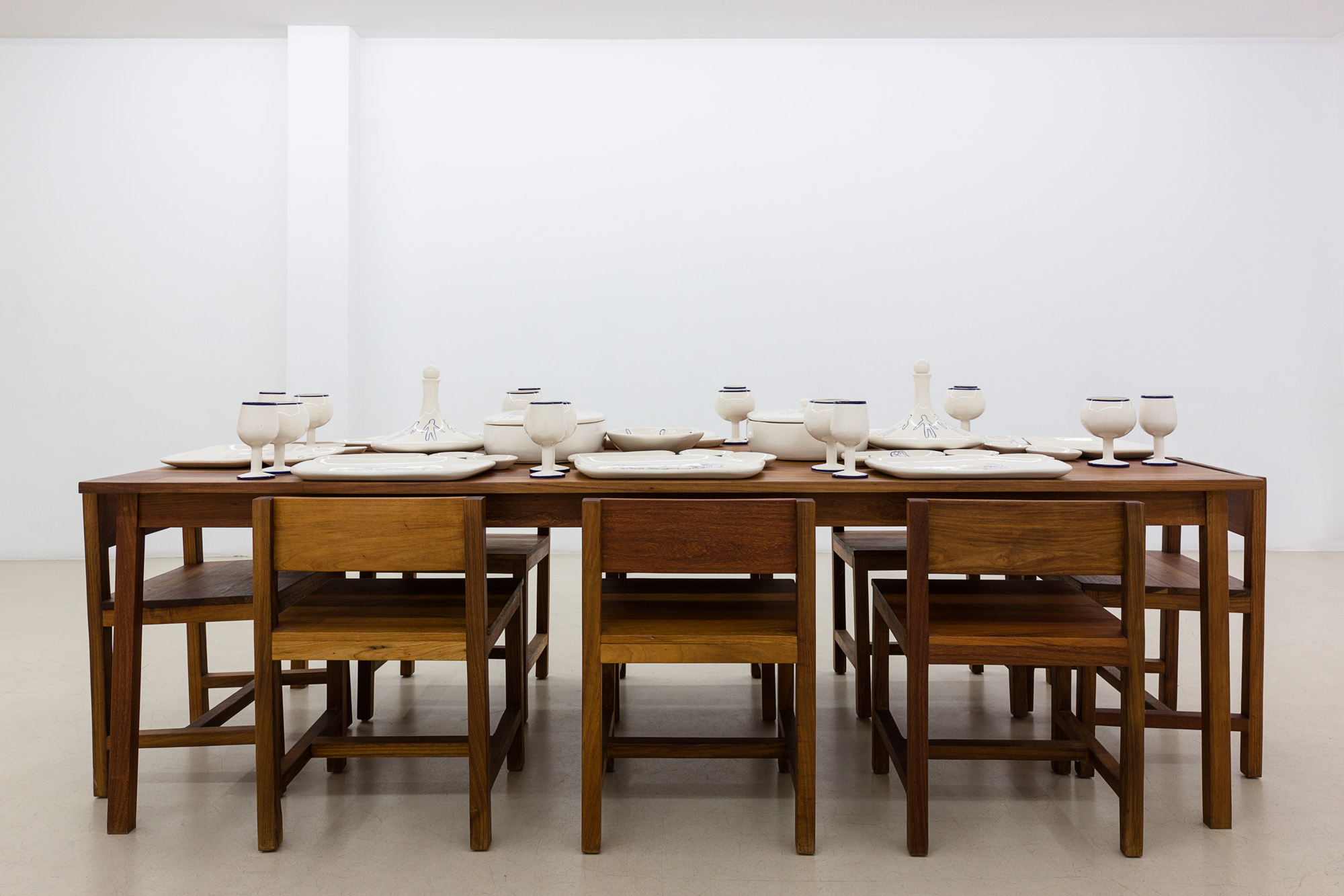Atelier Van Lieshout, Table with Mexican Crocker + 8 chairs (sweet), 2009