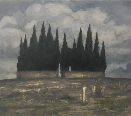 Nathanaelle Herbelin, Cyprès version 4, 2018, 33 x 41 cm, huile sur bois