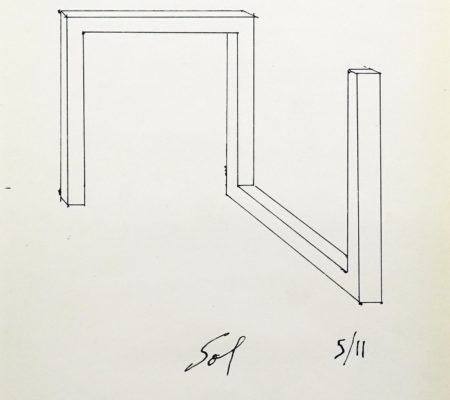 Sol LeWitt, "Drawing for Incomplete Open Cube 5/11", 1973, encre sur papier, 28 x 21,5 cm (sans cadre), 39,5 x 31 cm (avec cadre)