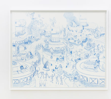 Bianca Argimon, Blue Waltz, 2019, crayon sur papier aquarelle, 110 x 140 cm