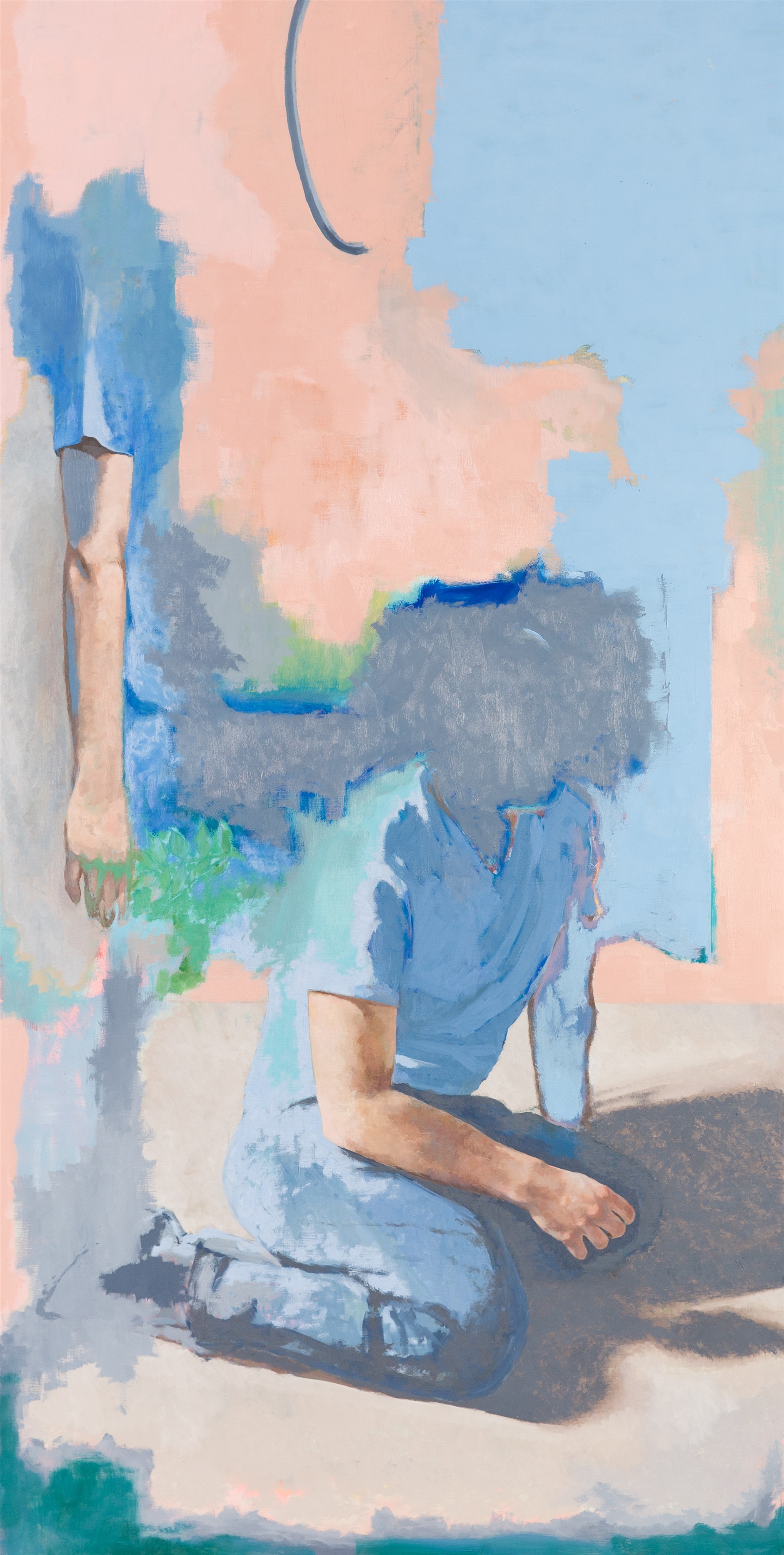 Simon Martin, Deux amoureux sous une parabole, 2019, huile sur toile, 205 x 105 cm_web