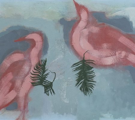 Simon Martin, "Les Ibis", 2018, huile sur toile, 60 x 73 cm