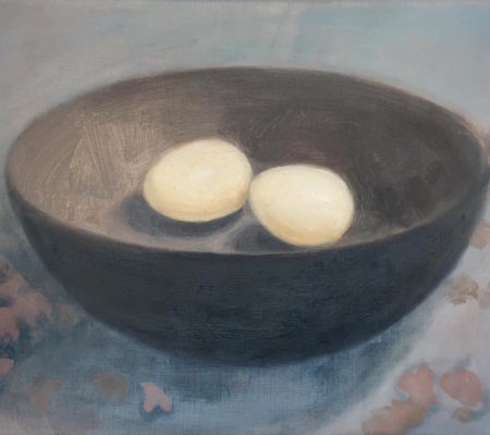 Nathanaëlle Herbelin, Oeufs, 2020, 23 x 28 cm, huile sur toile