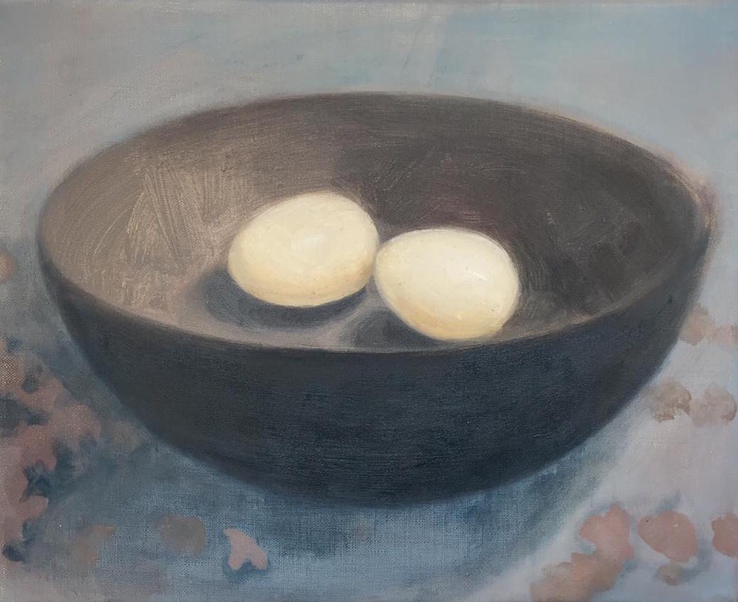 Nathanaëlle Herbelin, Oeufs, 2020, 23 x 28 cm, huile sur toile