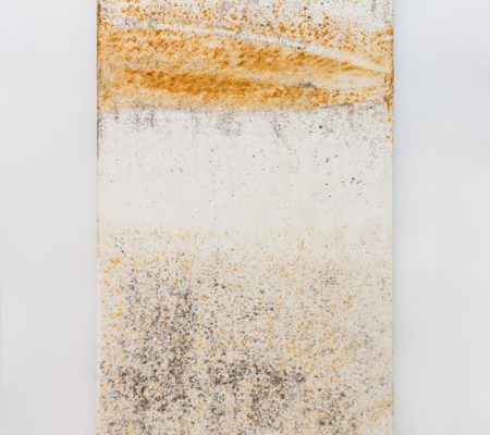 Clément Borderie, toile produite par la matrice "Sinusoïde", hiver 2015, Ivry-sur-Seine, toile de coton brut, 180 x 180 cm