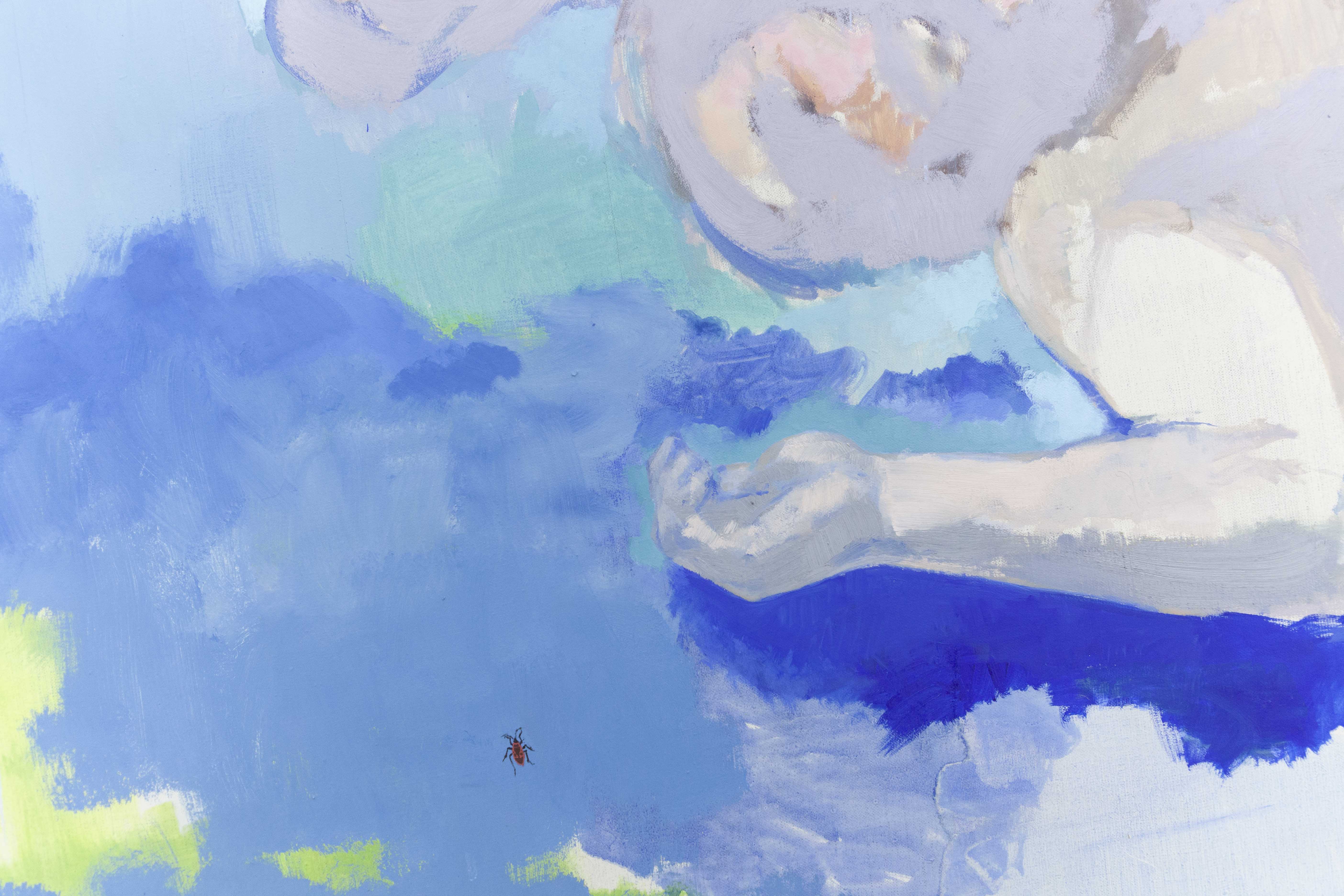 Sans titre, couple devant un volet bleu, 2019, huile sur toile, 195 x 180 cm_photo Julie Coulon_web_3