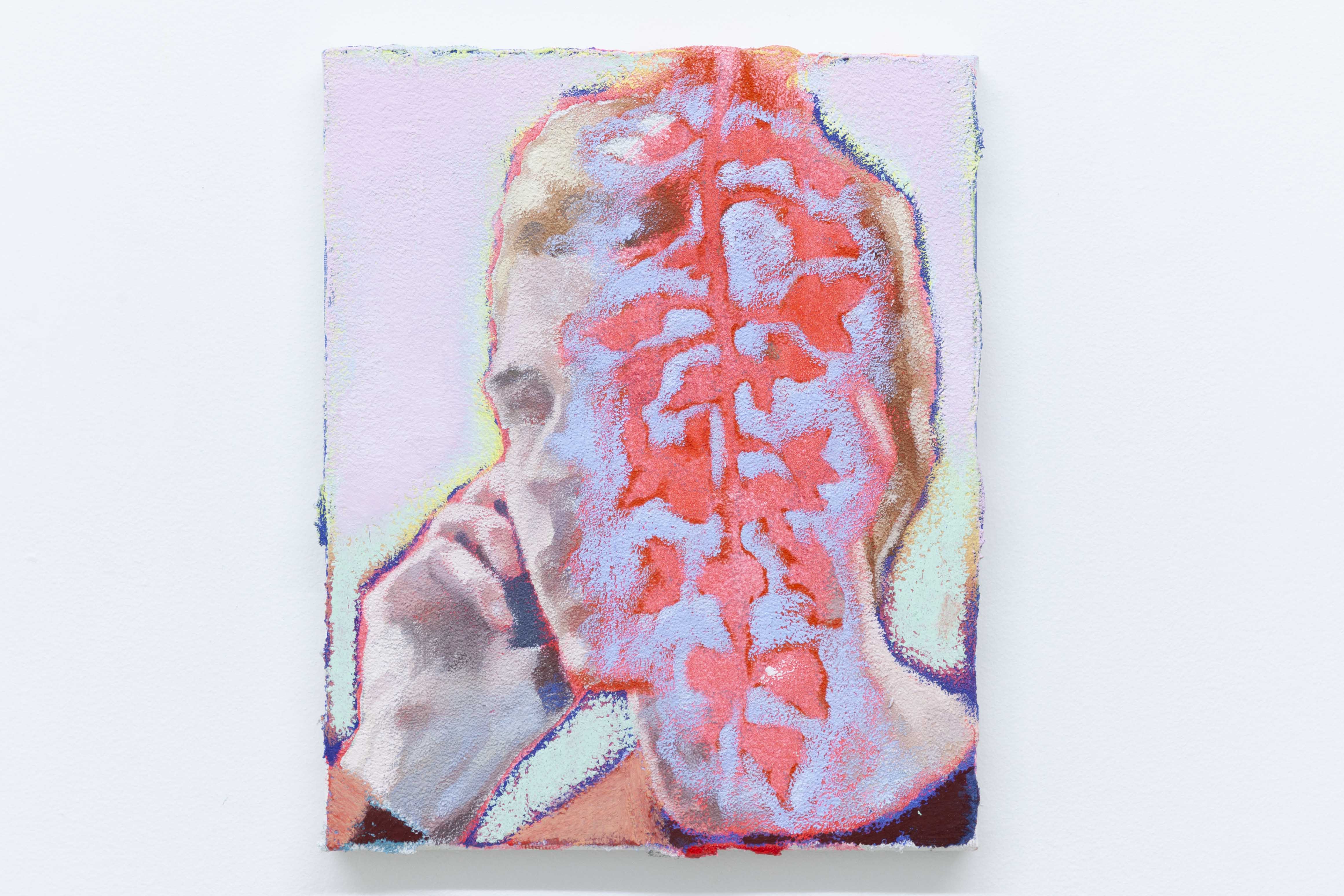 Ta voix dans les glycines III, 2020, huile - acrylique - pastel gras sur toile, 27 x 22 cm_photo Julie Coulon_web_2