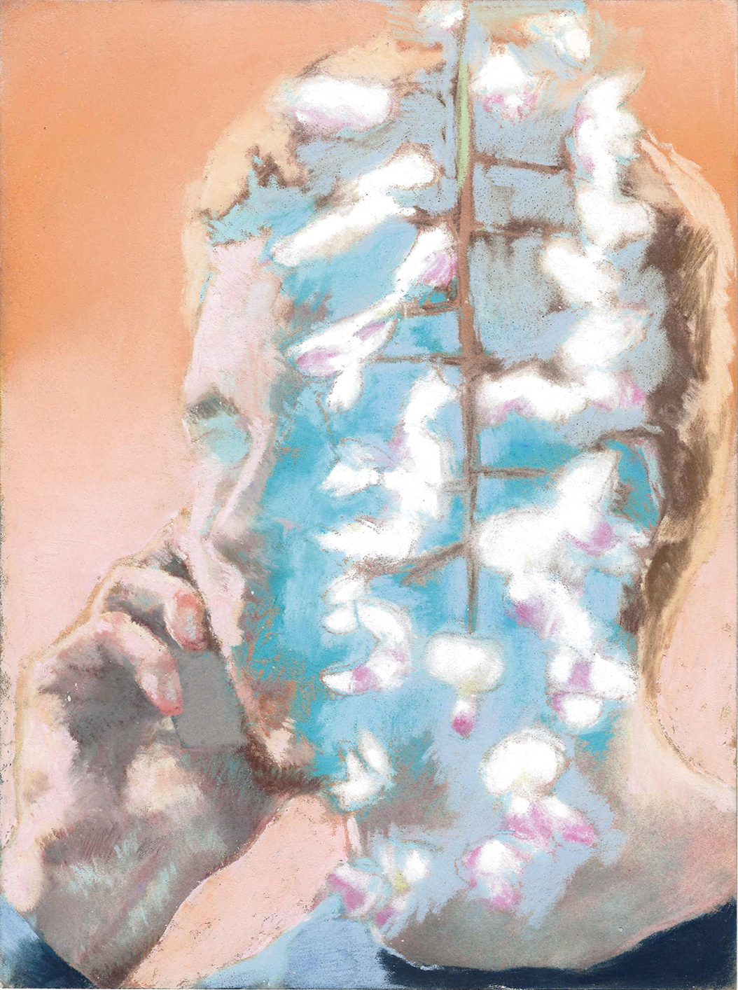 Ta voix dans les glycines, étude,2020, pastel sec sur papier, 24 x 19 cm_web