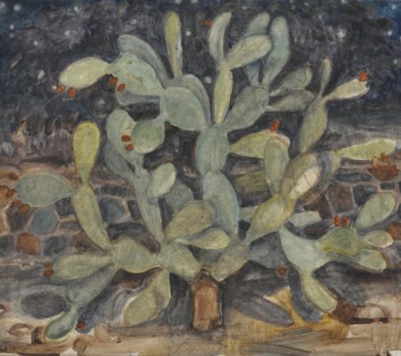 Cactus, Arad, nuit 2018, 38x46cm, oil on wood
