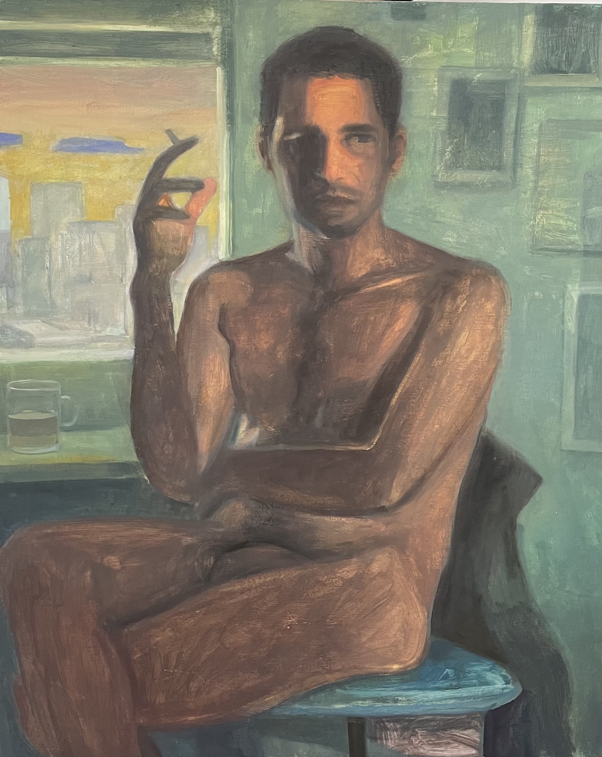 David, 2020, gouache et huile sur bois, 61 x 50 cm