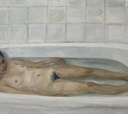 Elene dans la baignoire, 2021, huile sur toile, 73 x 116 cm