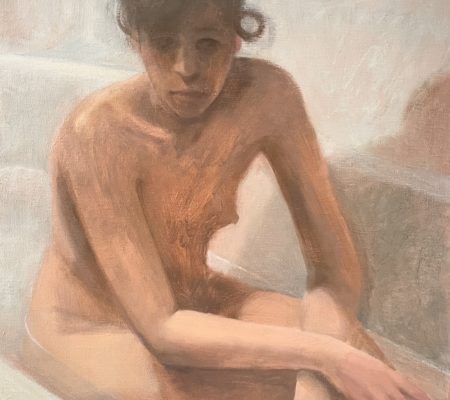 Elene dans la baignoire, version 2, 2021, huile sur toile, 65 x 47,5 cm