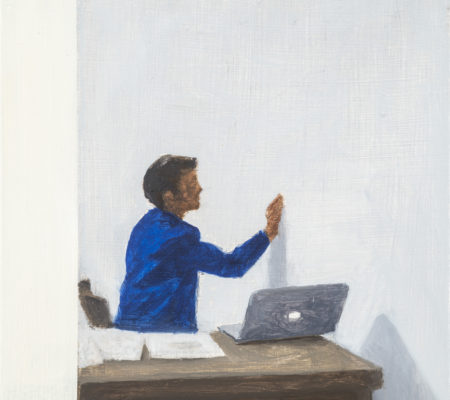 Tim Eitel, A painter in his studio (1st view), 2021, huile sur bois / oil on wood, 10 x 10 cm