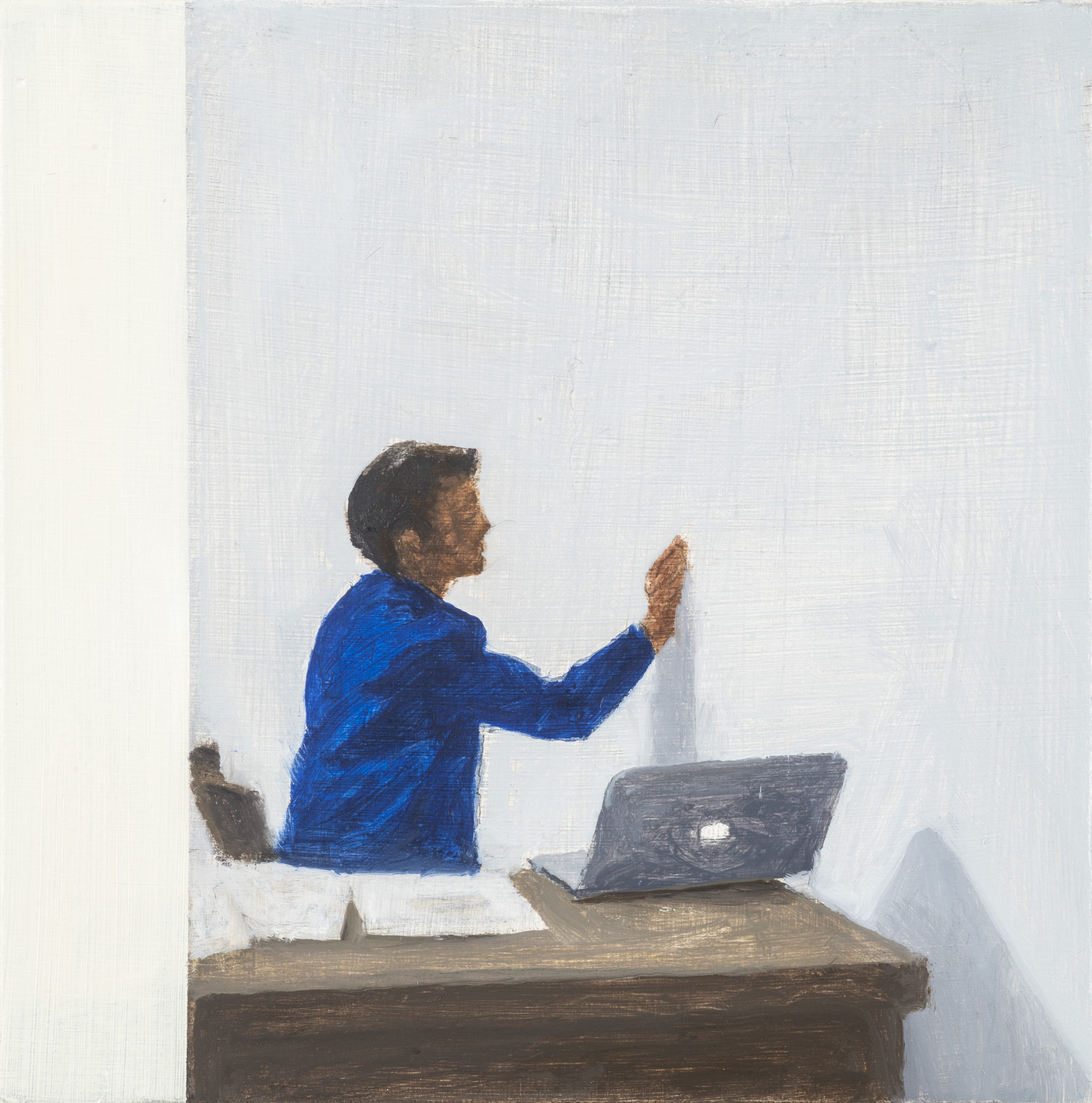 Tim Eitel, A painter in his studio (1st view), 2021, huile sur bois / oil on wood, 10 x 10 cm