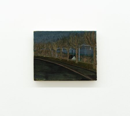 Nathan Bertet, "Boulevard de Lozère, les Garennes au loin", 2024, pigment et huile sur toile 14 x 18 cm - galerie Jousse Entreprise, Paris.